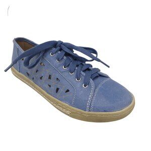 Earth Pomelo Sneakers Womens 7 Royal Blue Leather Espadrille Comfort Lace Up